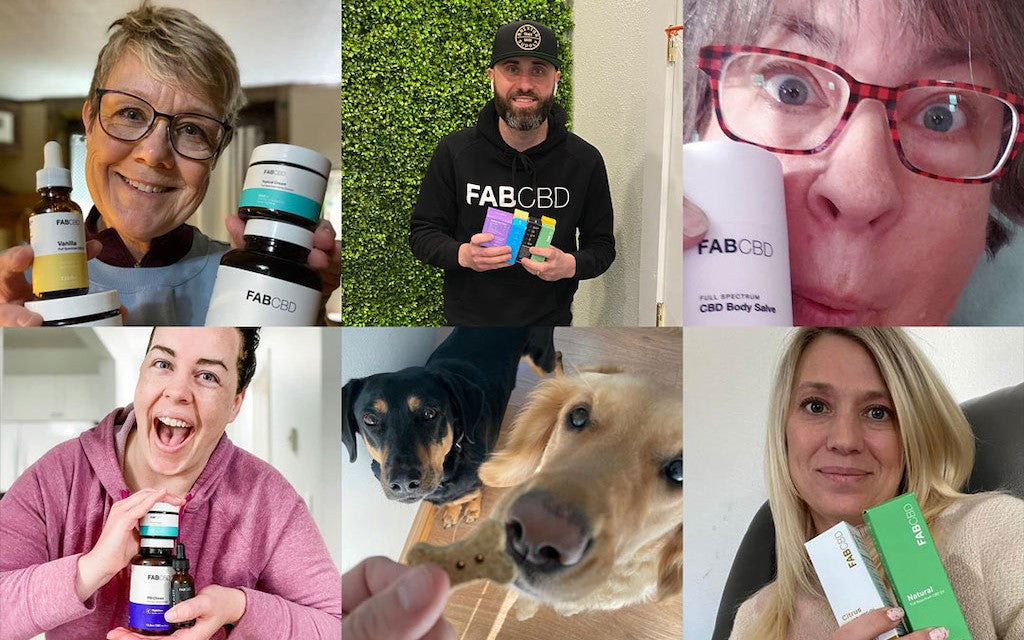 six photos of real customers and their favorite products