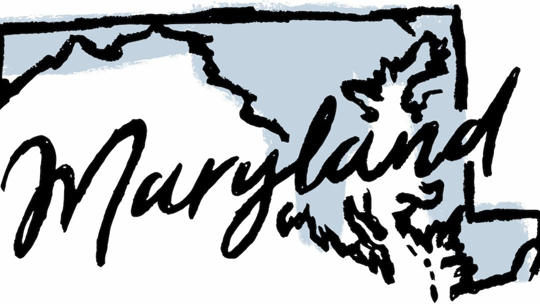 A drawing of the state of Maryland 