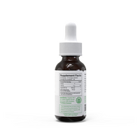 Side label of an amber glass dropper bottle of FAB CBD oil with a white cap, showing a 'Supplement Facts' panel with serving size of 1/2 dropper (0.5mL), 60 servings per container, 5 calories, less than 1g total fat, 460mg organic MCT oil, and 20mg USDA organic broad spectrum CBD distillate per serving, with ingredients listing organic MCT oil, organic broad spectrum CBD distillate, and coconut, shown against a plain white background.