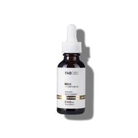 An amber dropper bottle of FAB CBD Mint 1:1 CBD+CBG Oil dietary supplement. The white label features a gold "Gold Standard" banner and lists product specifications including a potency of 2400MG and a volume of 1 fl oz (30mL).