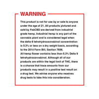 Square warning label with bold red "WARNING" at top and black legal text about Delta 9 products, labeled "Delta 9 Gummies."
